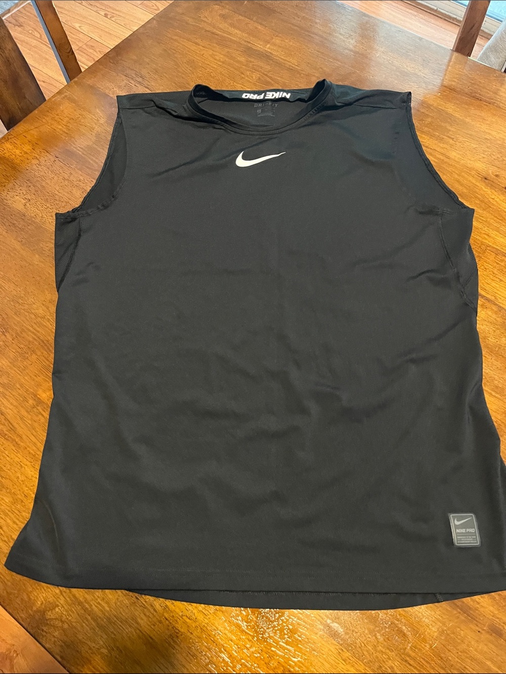 Nike Black Sleeveless Dri-FIT Muscle Tank with White Swoosh